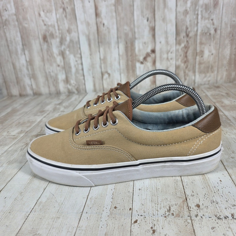 Vans Era Tan Canvas‎ Brown Leather Trim Lace Up Sneakers Women 10 - Picture 2 of 8